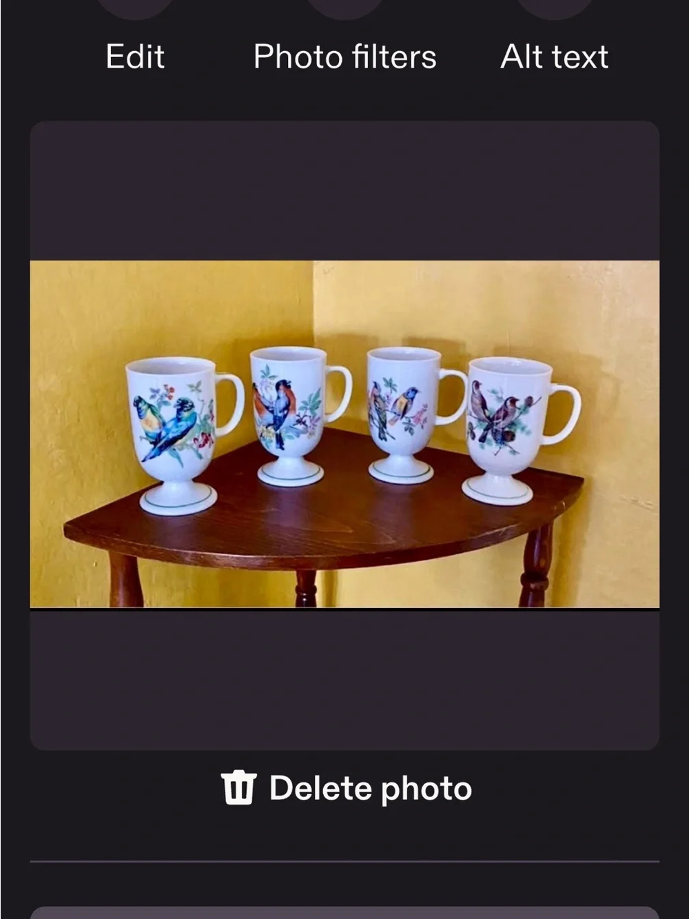 Unique Vintage White Porcelain Bird Footed Mugs with Multicolor Floral Accents